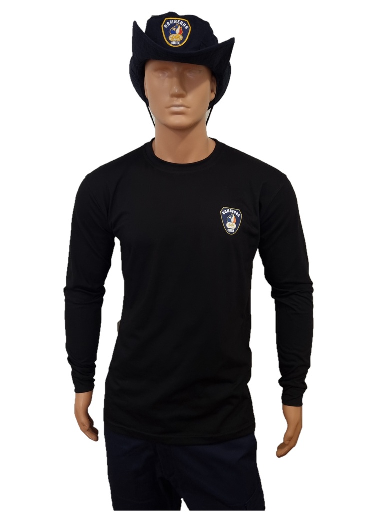 Polera Polo Manga Larga Bomberos Negro